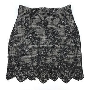 NWT Zara Whimsigoth Scalloped Lace Print High Rise Mini Skirt Medium Goth Black